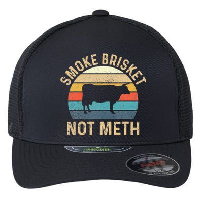 Smoke Brisket Not Meth Pitmaster BBQ Lover Smoker Grilling Flexfit Unipanel Trucker Cap