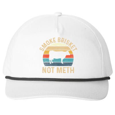 Smoke Brisket Not Meth Pitmaster BBQ Lover Smoker Grilling Snapback Five-Panel Rope Hat