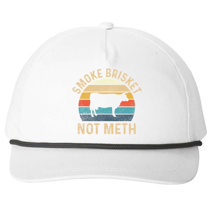 Smoke Brisket Not Meth Pitmaster BBQ Lover Smoker Grilling Snapback Five-Panel Rope Hat