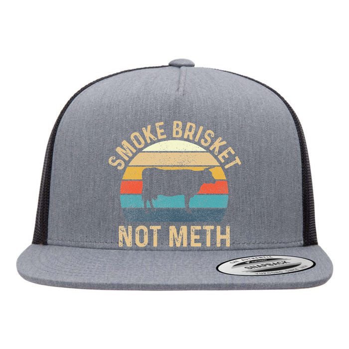 Smoke Brisket Not Meth Pitmaster BBQ Lover Smoker Grilling Flat Bill Trucker Hat