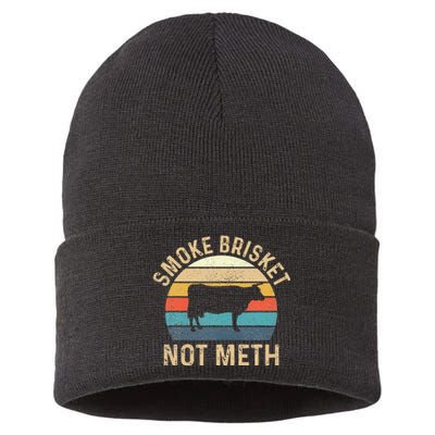 Smoke Brisket Not Meth Pitmaster BBQ Lover Smoker Grilling Sustainable Knit Beanie