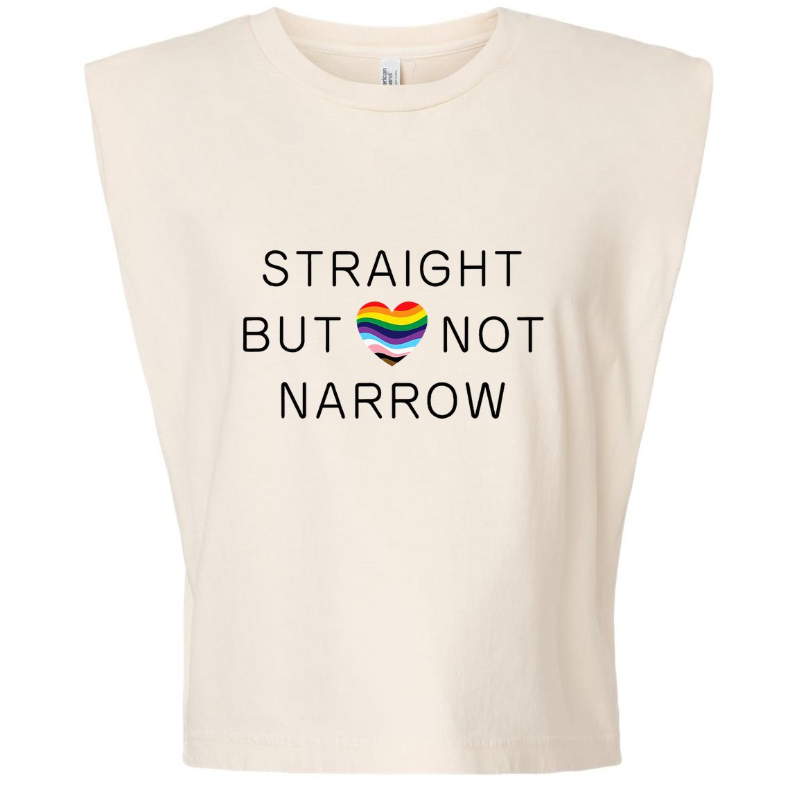Straight But Not Narrow Proud Ally Rainbow Pride Month Garment-Dyed Women's Muscle Tee