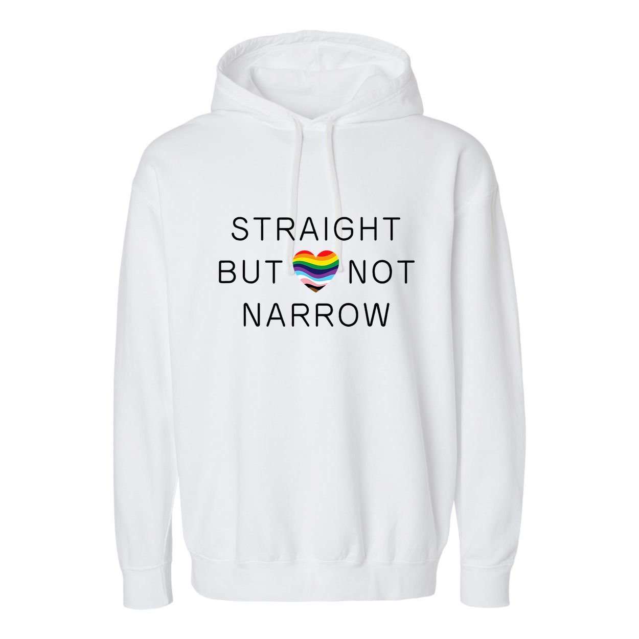 Straight But Not Narrow Proud Ally Rainbow Pride Month Garment-Dyed Fleece Hoodie