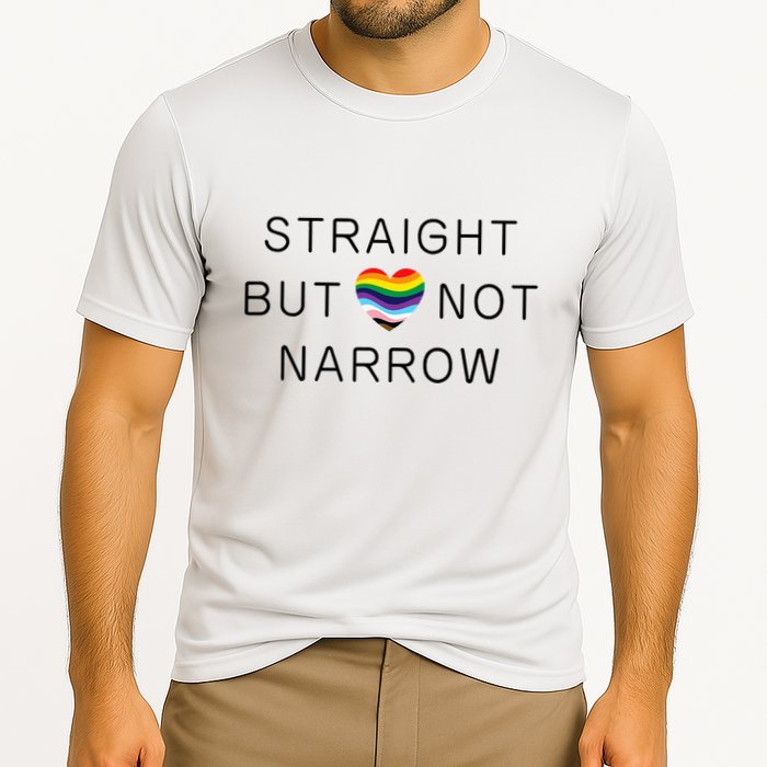 Straight But Not Narrow Proud Ally Rainbow Pride Month Cooling Performance Crew T-Shirt