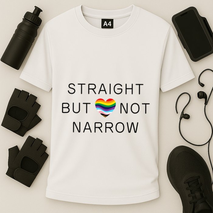 Straight But Not Narrow Proud Ally Rainbow Pride Month Cooling Performance Crew T-Shirt