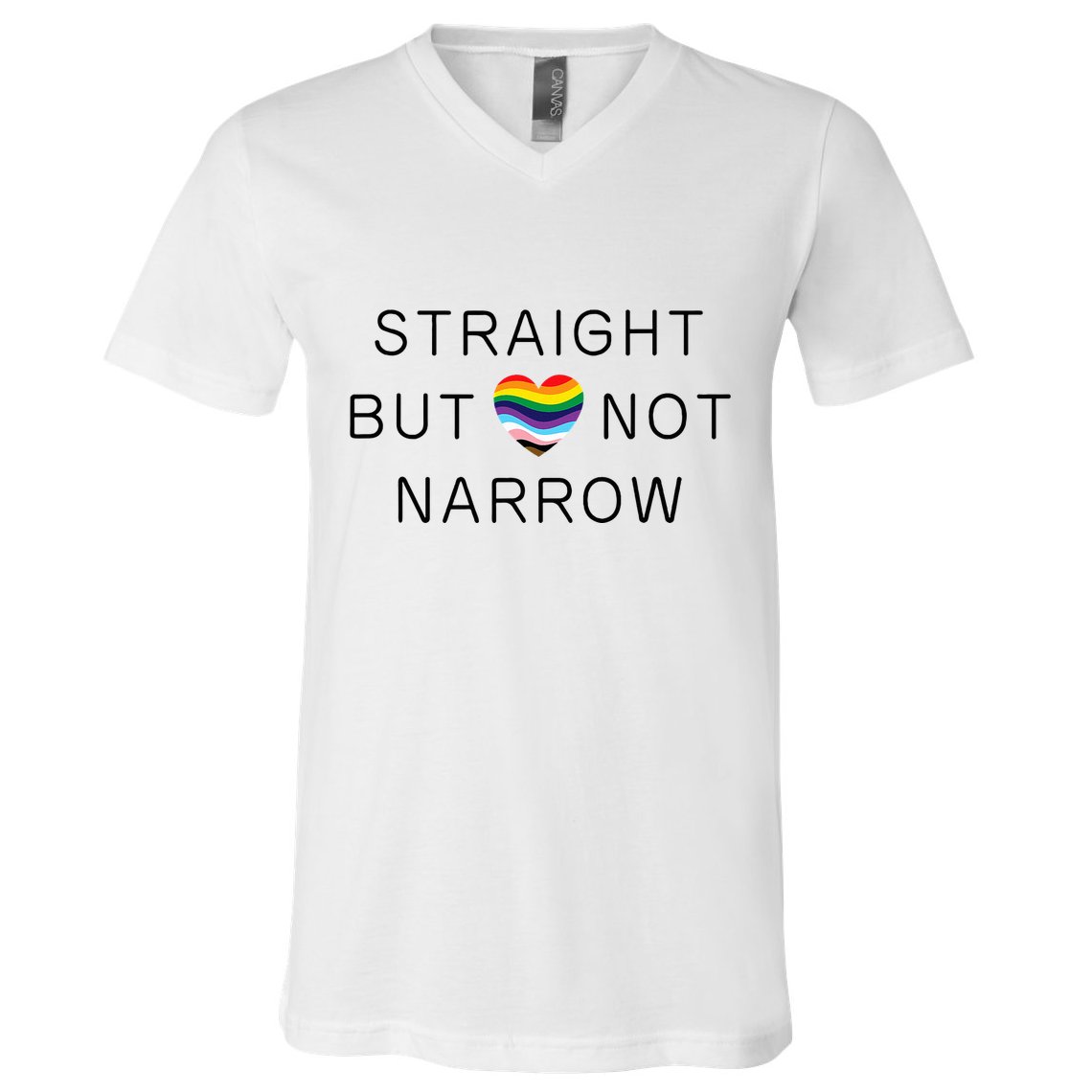 Straight But Not Narrow Proud Ally Rainbow Pride Month V-Neck T-Shirt