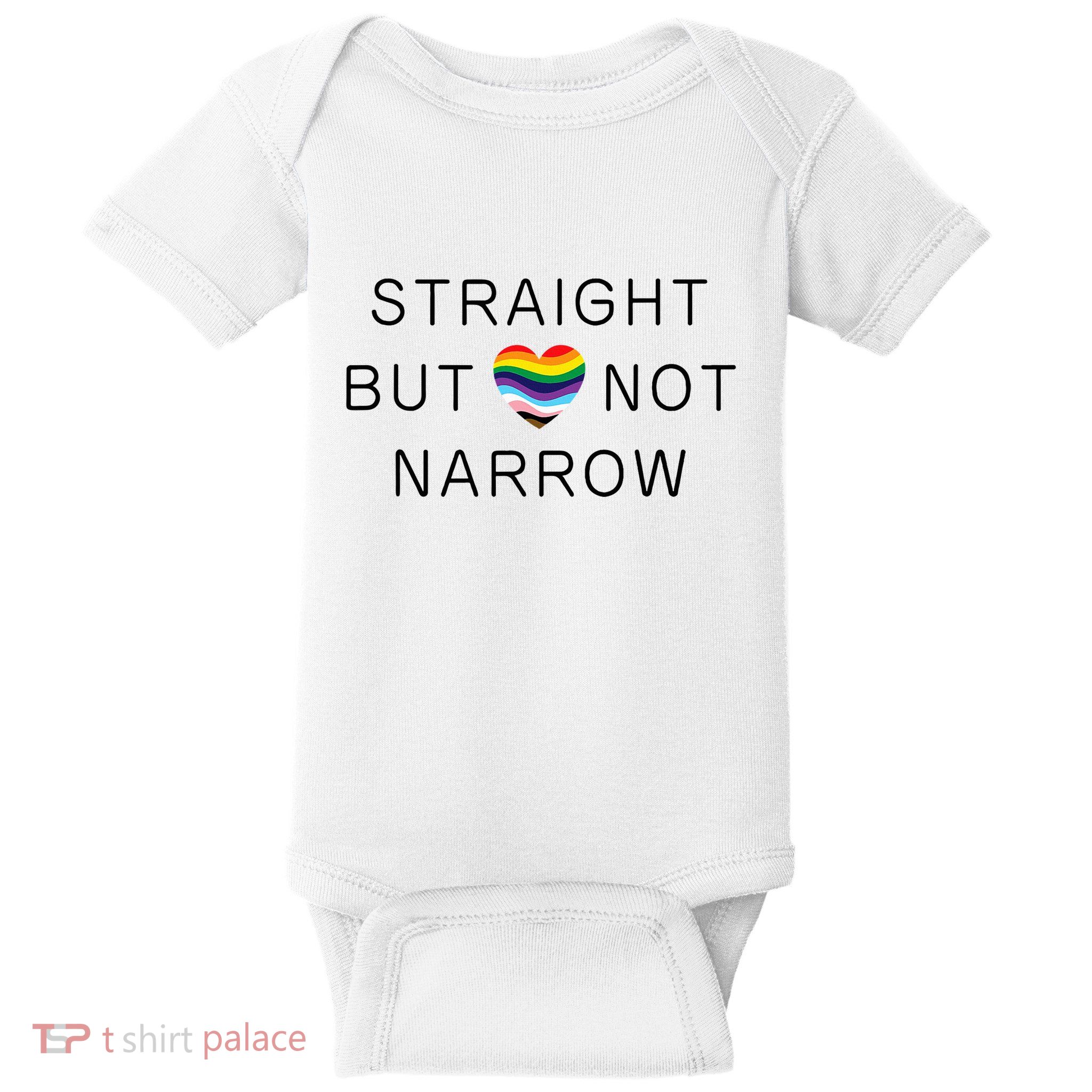 Straight But Not Narrow Proud Ally Rainbow Pride Month Baby Bodysuit