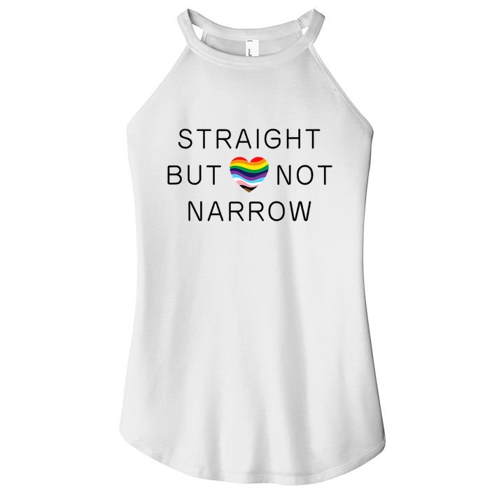 Straight But Not Narrow Proud Ally Rainbow Pride Month Women's Perfect Tri Rocker Tank