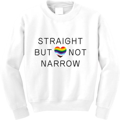 Straight But Not Narrow Proud Ally Rainbow Pride Month Kids Sweatshirt