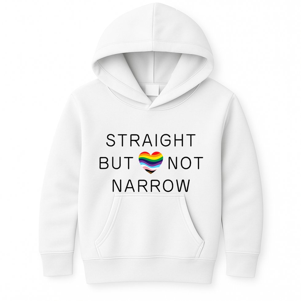 Straight But Not Narrow Proud Ally Rainbow Pride Month Kids Hoodie
