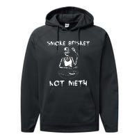 Smoke Brisket Not Meth Bbq Skeleton Grilling Master Performance Fleece Hoodie