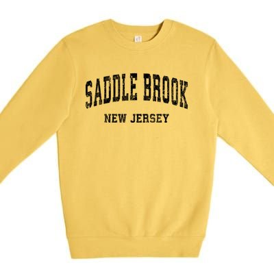 Saddle Brook New Jersey Nj Vintage Varsity Sports Established Premium Crewneck Sweatshirt