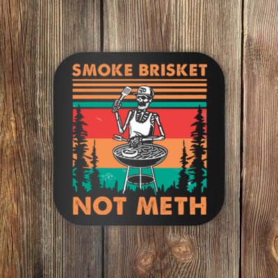 Smoke Brisket Not Meth Bbq Skeleton Grilling Master Coaster