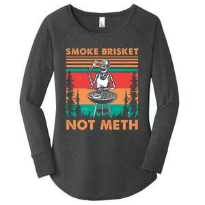 Smoke Brisket Not Meth Bbq Skeleton Grilling Master Women's Perfect Tri Tunic Long Sleeve Shirt