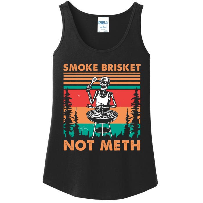 Smoke Brisket Not Meth Bbq Skeleton Grilling Master Ladies Essential Tank