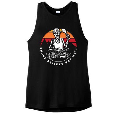 Smoke Brisket Not Meth Bbq Skeleton Grilling Master Ladies PosiCharge Tri-Blend Wicking Tank