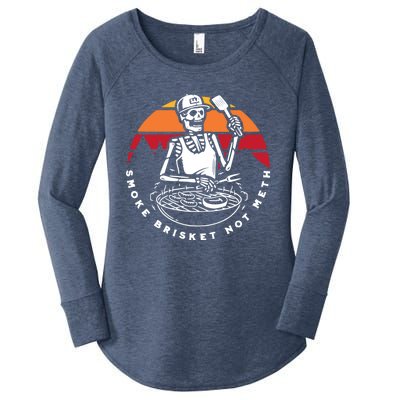 Smoke Brisket Not Meth Bbq Skeleton Grilling Master Women's Perfect Tri Tunic Long Sleeve Shirt