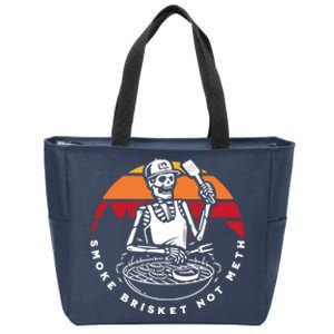 Smoke Brisket Not Meth Bbq Skeleton Grilling Master Zip Tote Bag