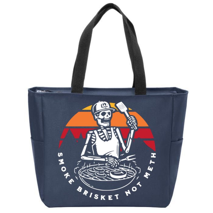 Smoke Brisket Not Meth Bbq Skeleton Grilling Master Zip Tote Bag