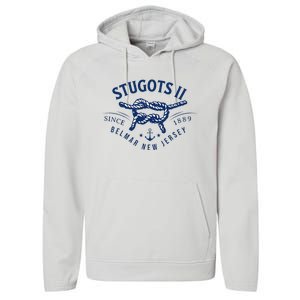 Stugots Belmar Nj Anchor Distressed Sarcastic Boating Performance Fleece Hoodie