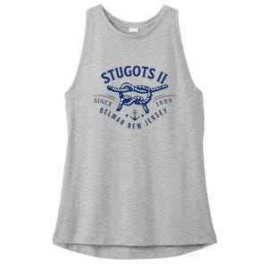 Stugots Belmar Nj Anchor Distressed Sarcastic Boating Ladies PosiCharge Tri-Blend Wicking Tank