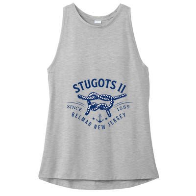 Stugots Belmar Nj Anchor Distressed Sarcastic Boating Ladies PosiCharge Tri-Blend Wicking Tank