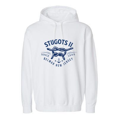 Stugots Belmar Nj Anchor Distressed Sarcastic Boating Garment-Dyed Fleece Hoodie