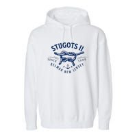 Stugots Belmar Nj Anchor Distressed Sarcastic Boating Garment-Dyed Fleece Hoodie