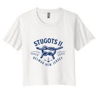 Stugots Belmar Nj Anchor Distressed Sarcastic Boating Women's Crop Top Tee