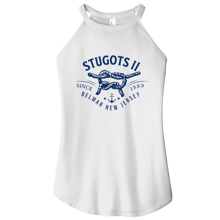 Stugots Belmar Nj Anchor Distressed Sarcastic Boating Women's Perfect Tri Rocker Tank