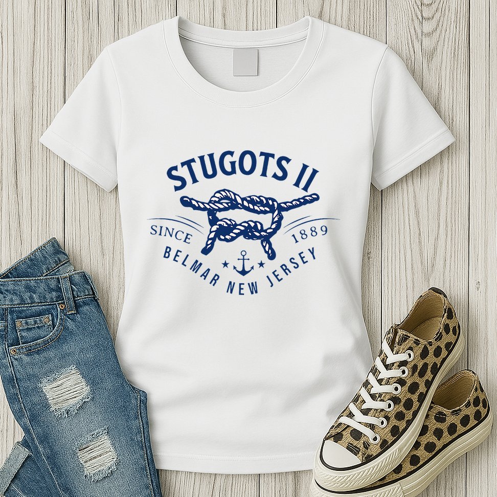Stugots Belmar Nj Anchor Distressed Sarcastic Boating Womens T-Shirt