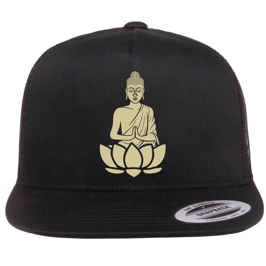 Spiritual Buddha Namaste And Lotus Meditation And Yoga Lifestyle Gift Flat Bill Trucker Hat