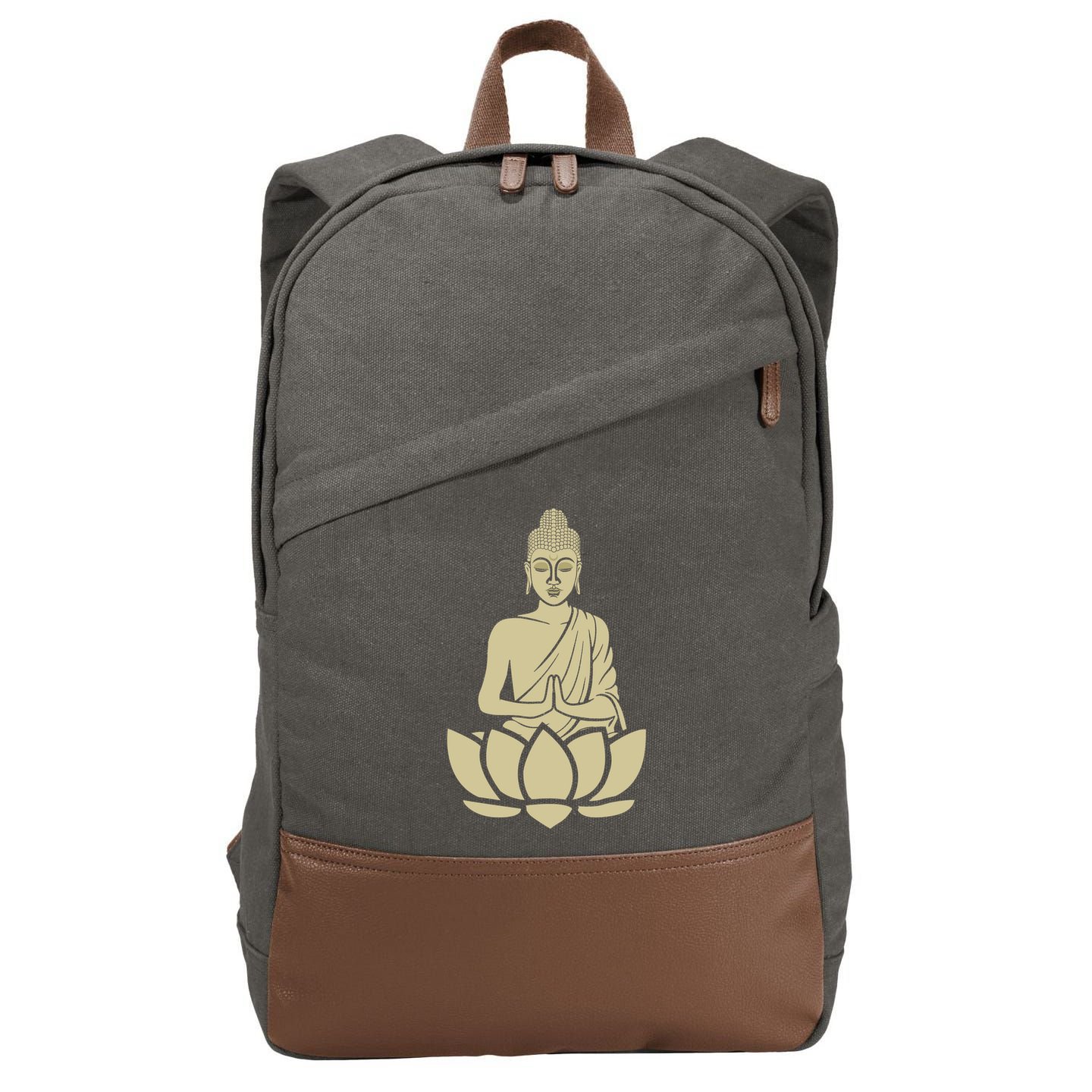 Spiritual Buddha Namaste And Lotus Meditation And Yoga Lifestyle Gift Cotton Canvas Backpack