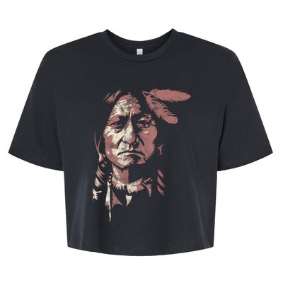 Sitting Bull Native American Chief Indian Warrior Bella+Canvas Jersey Crop Tee