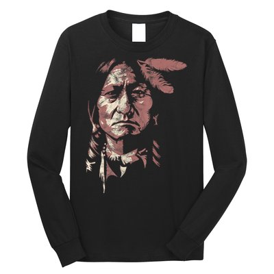 Sitting Bull Native American Chief Indian Warrior Long Sleeve Shirt