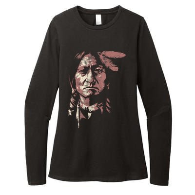 Sitting Bull Native American Chief Indian Warrior Womens CVC Long Sleeve Shirt