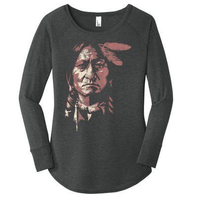 Sitting Bull Native American Chief Indian Warrior Women's Perfect Tri Tunic Long Sleeve Shirt