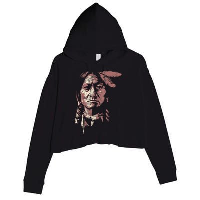 Sitting Bull Native American Chief Indian Warrior Crop Fleece Hoodie