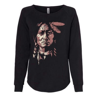 Sitting Bull Native American Chief Indian Warrior Womens California Wash Sweatshirt