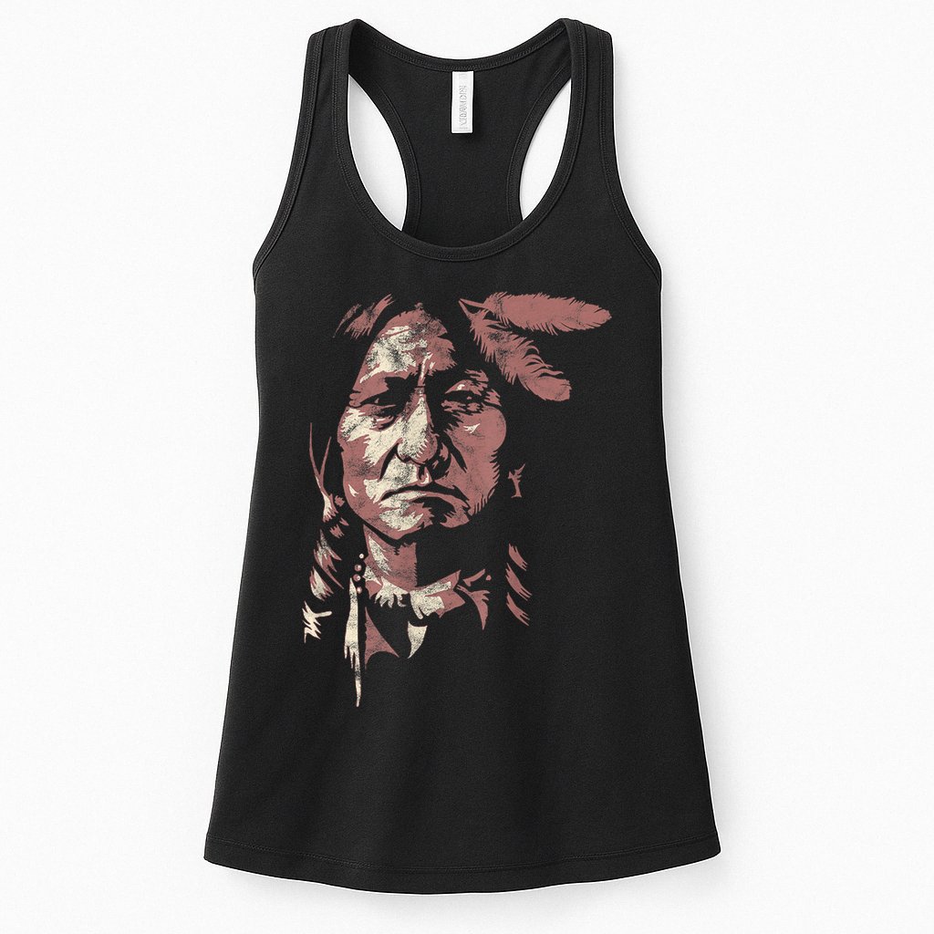 Sitting Bull Native American Chief Indian Warrior Womens Tank Top