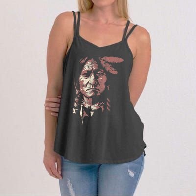 Sitting Bull Native American Chief Indian Warrior Women's Strappy Tank