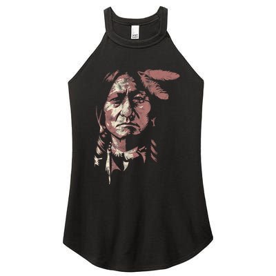 Sitting Bull Native American Chief Indian Warrior Women's Perfect Tri Rocker Tank