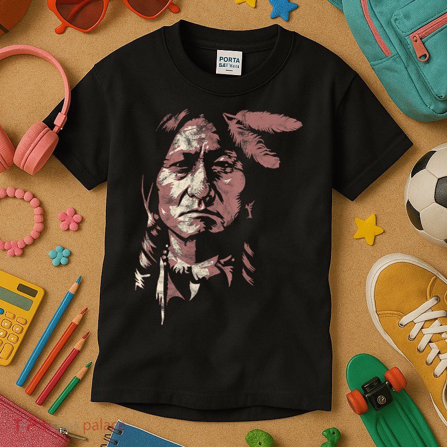 Sitting Bull Native American Chief Indian Warrior Kids T-Shirt