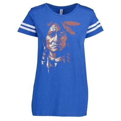 Sitting Bull Native American Chief Indian Warrior Enza Ladies Jersey Football T-Shirt