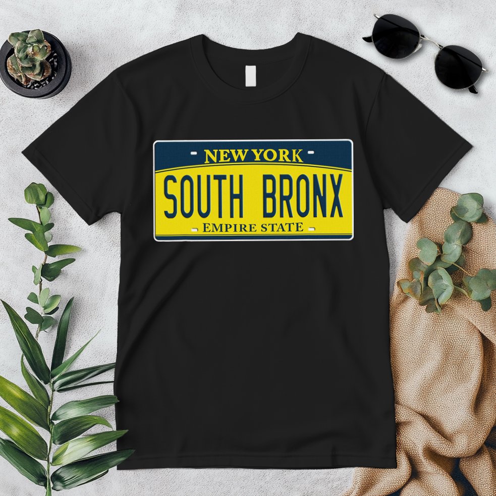 South Bronx New York Ny Home Neighborhood License Plate Premium T-Shirt