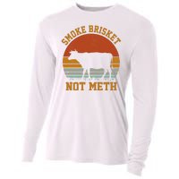 Smoke Brisket Not Meth Vintage Funny Bbq Cooling Performance Long Sleeve Crew