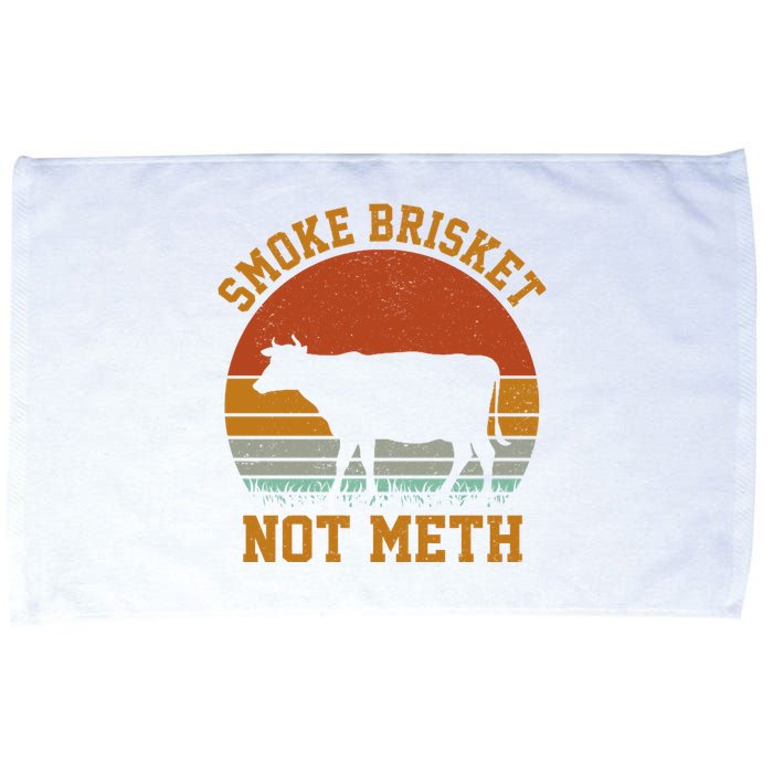 Smoke Brisket Not Meth Vintage Funny Bbq Microfiber Hand Towel