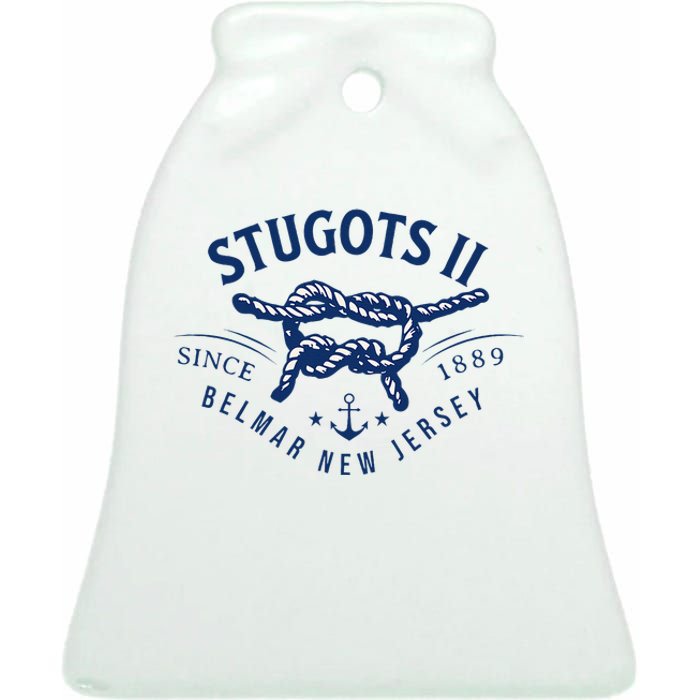 Stugots Belmar Nj Rope Retro Sarcastic Funny Boating Ceramic Bell Ornament