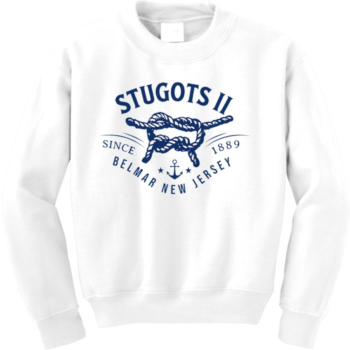 Stugots Belmar Nj Rope Retro Sarcastic Funny Boating Kids Sweatshirt