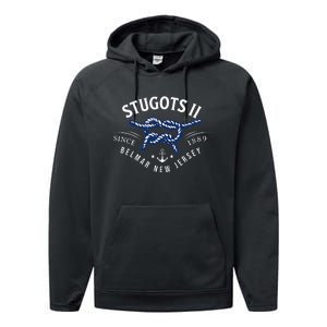 Stugots Belmar Nj Rope Retro Sarcastic Funny Boating Performance Fleece Hoodie